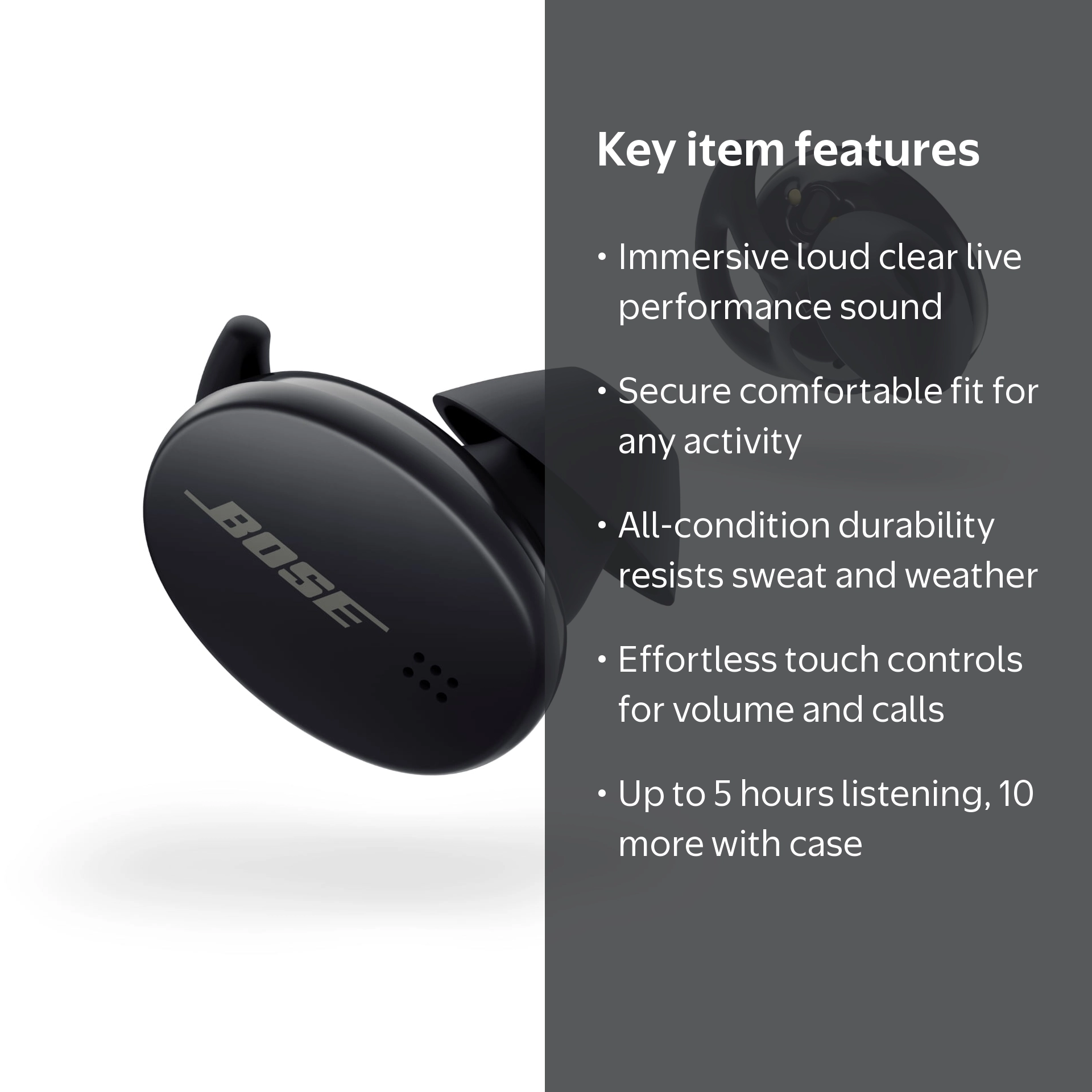 Bose Sport Earbuds, True Wireless Bluetooth Headphones, Sweat and