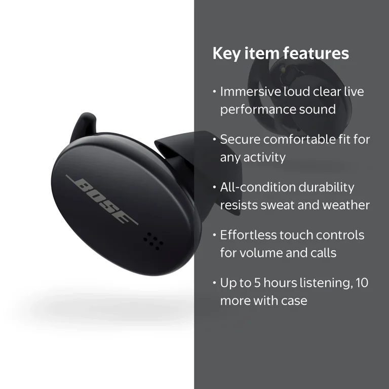 Bose Sport Earbuds, True Wireless Bluetooth Headphones, Sweat and