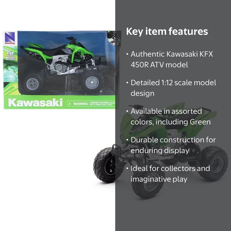 New Ray Toys, ATV KFX450R, 1:12 Scale, Black Green - Walmart.com