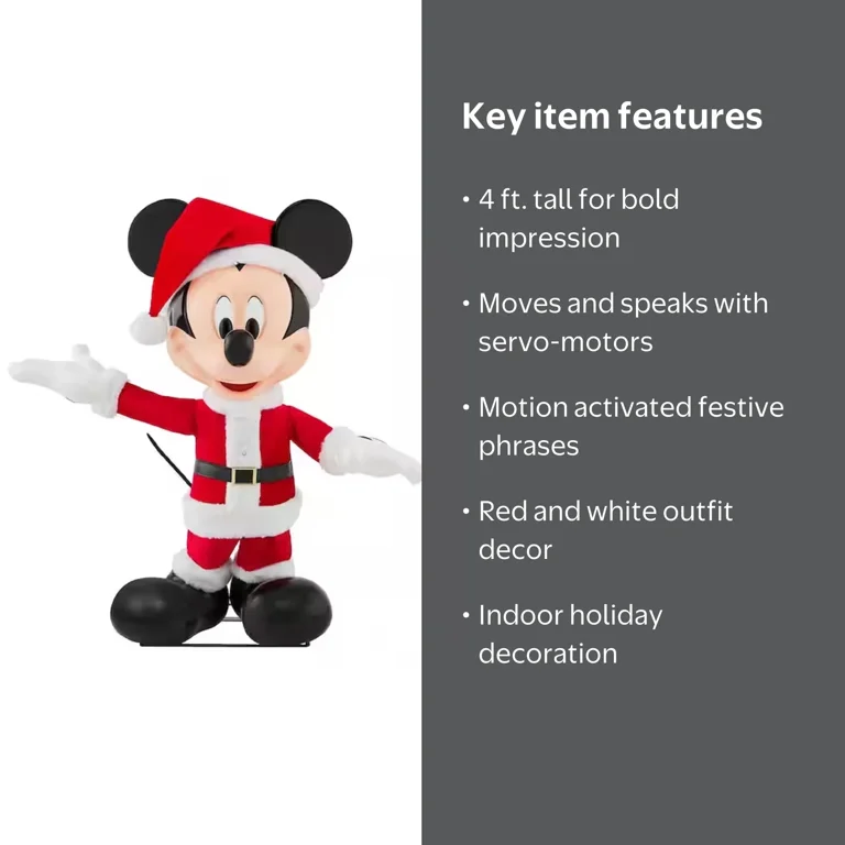 Disney's 4ft Santa Mickey Mouse Animated Indoor Holiday Decoration