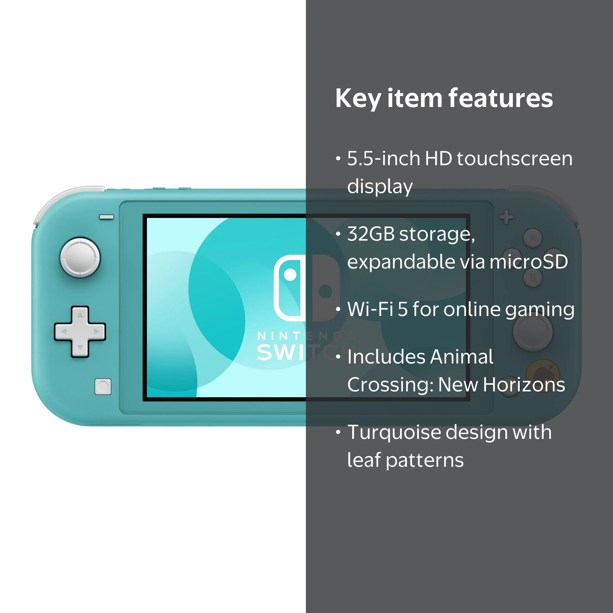 Nintendo Switch Lite Console, Turquoise - Animal Crossing Game