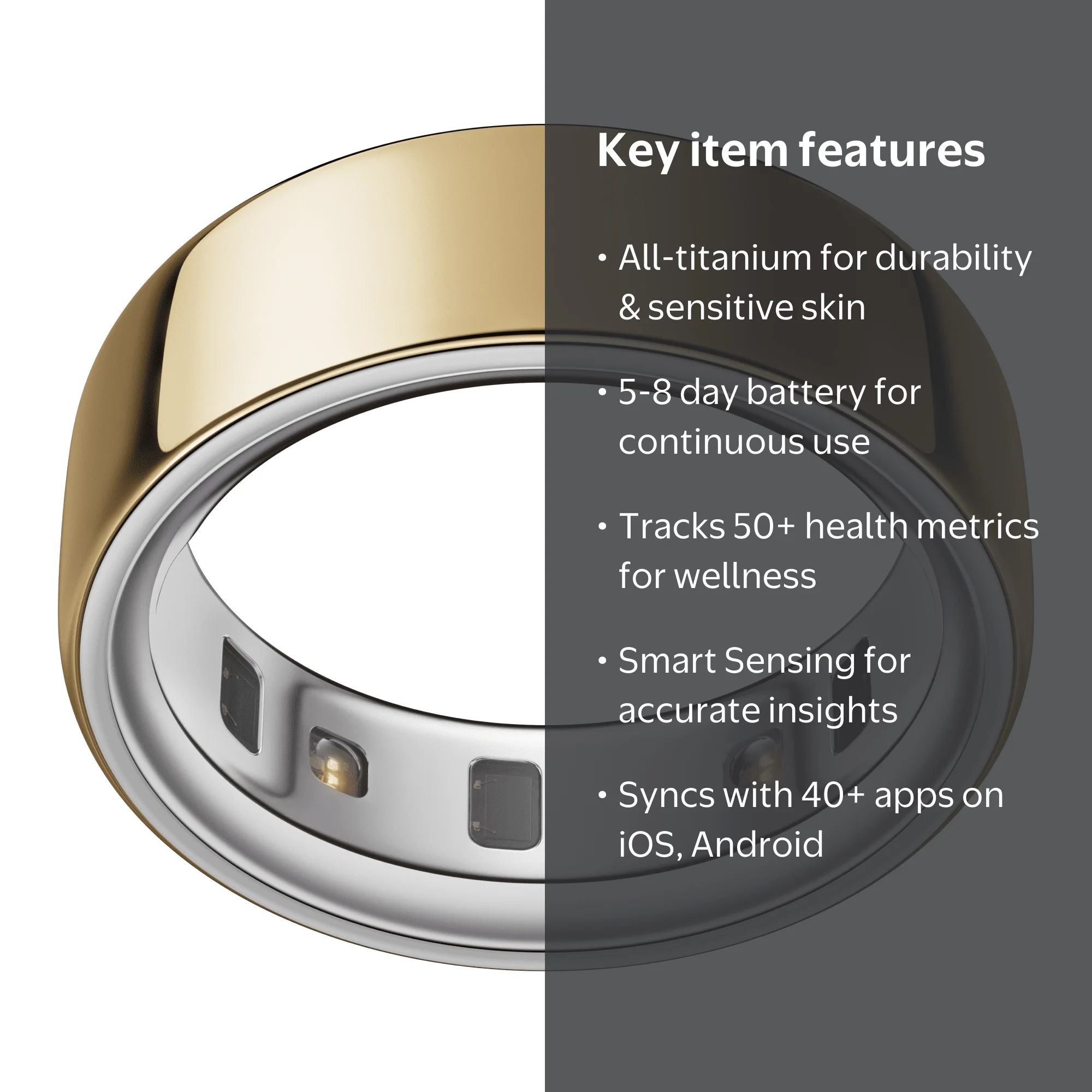 Oura Ring 4, Gold, Size 13, Smart Wearable, Sleep, Fitness & Heart