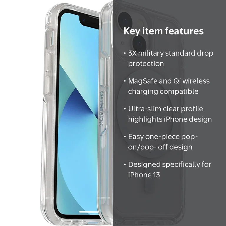 OtterBox Symmetry Case with MagSafe for iPhone 13, Clear - Walmart.com
