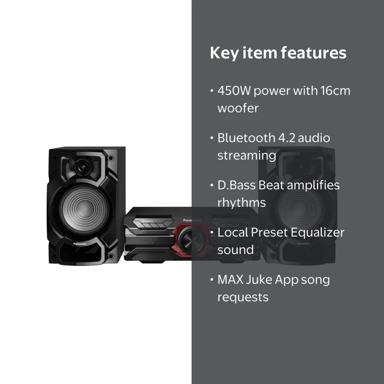 Panasonic SC-AKX320PNK 450W High Power Audio System with CD Player