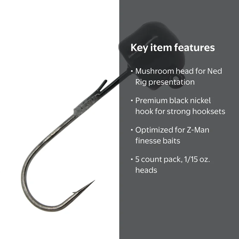 Z-Man, Jigs, 1/15 oz, Finesse Shroomz Jig Head 5 Count - Walmart.com