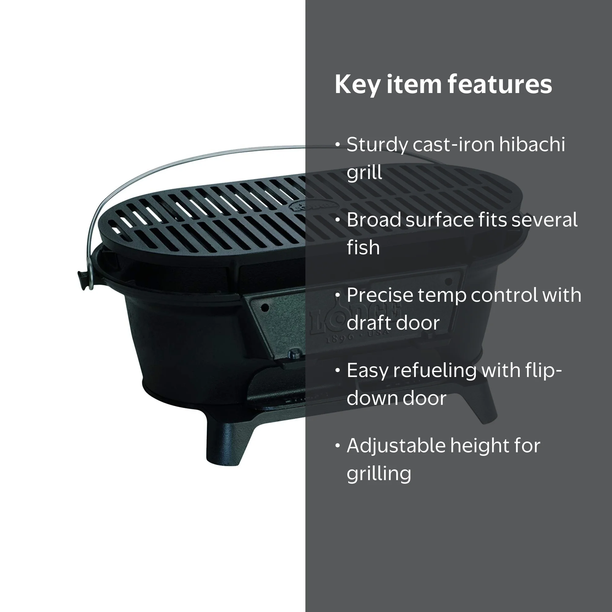Lodge Cast Iron Sportsman's Grill. Large Charcoal Hibachi-Style