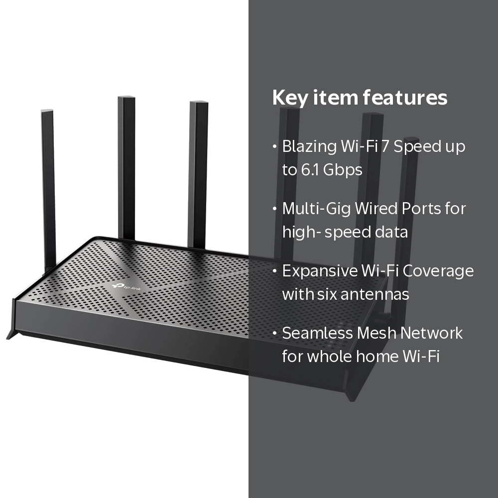 TP-Link, Wi-Fi 7 Router, Dual-Band, 6x External Antennas - Walmart.com