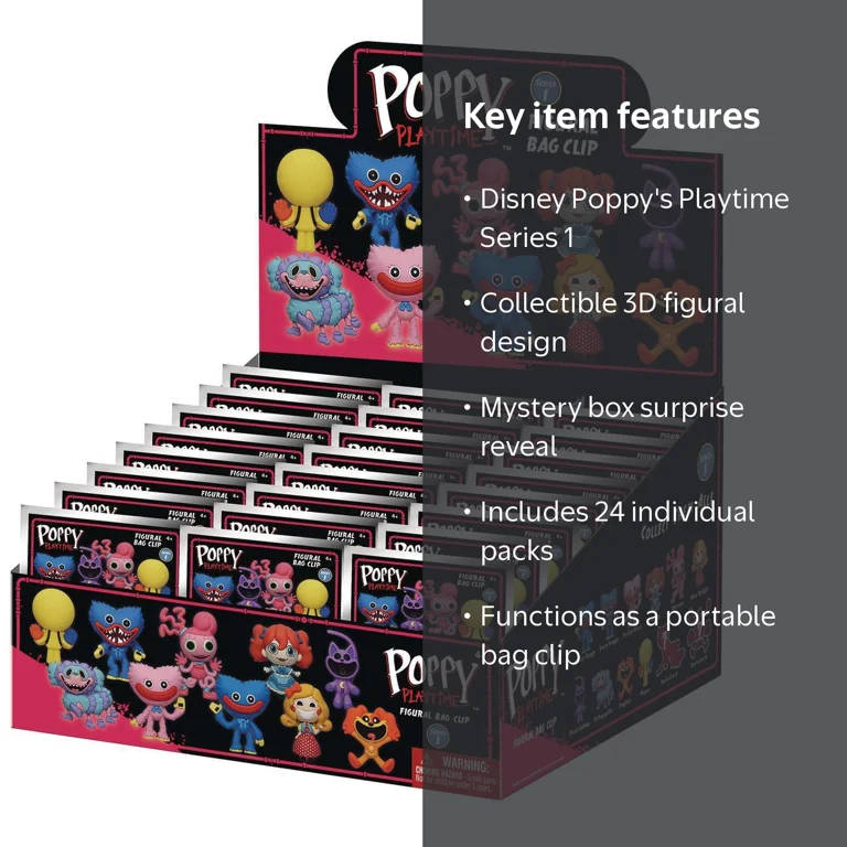 Disney 3D Figural Foam Bag Clip Poppy's Playtime Series 1 Mystery