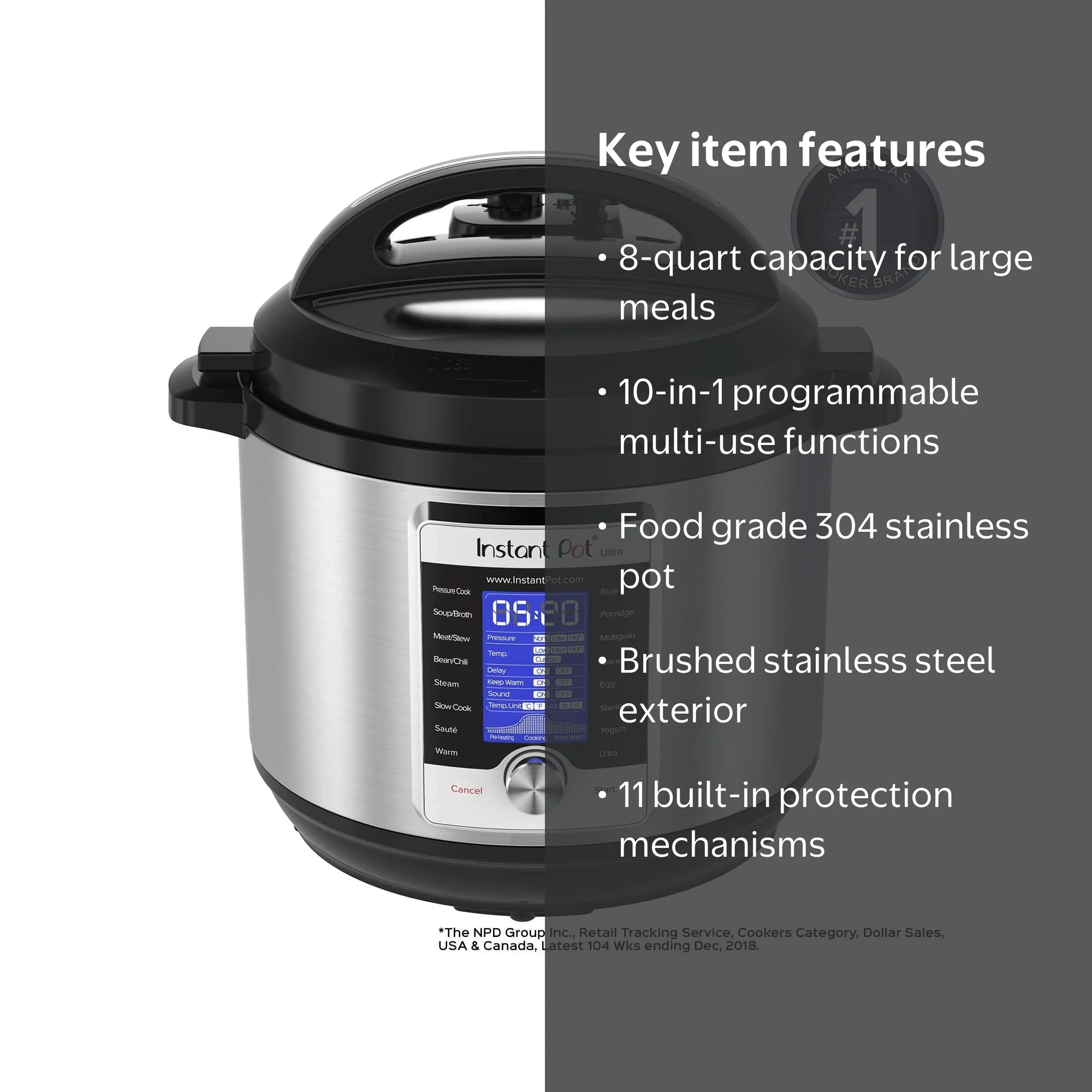 Instant Pot Ultra 8 Qt, Fast Electric Large Size Power MultiUse