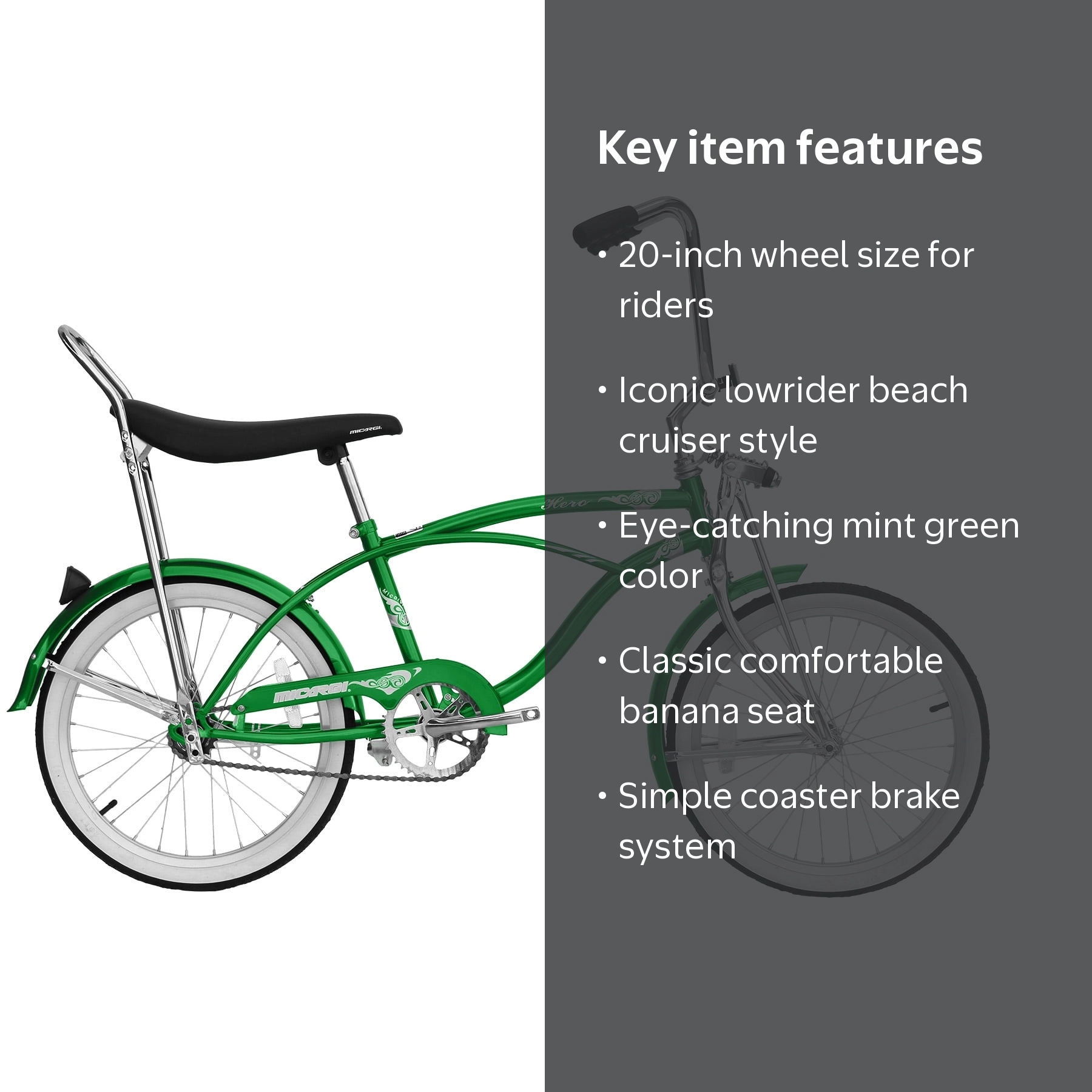 Wonder Wheels 20 Inch Beach Cruiser Lowrider Coaster Brake Single