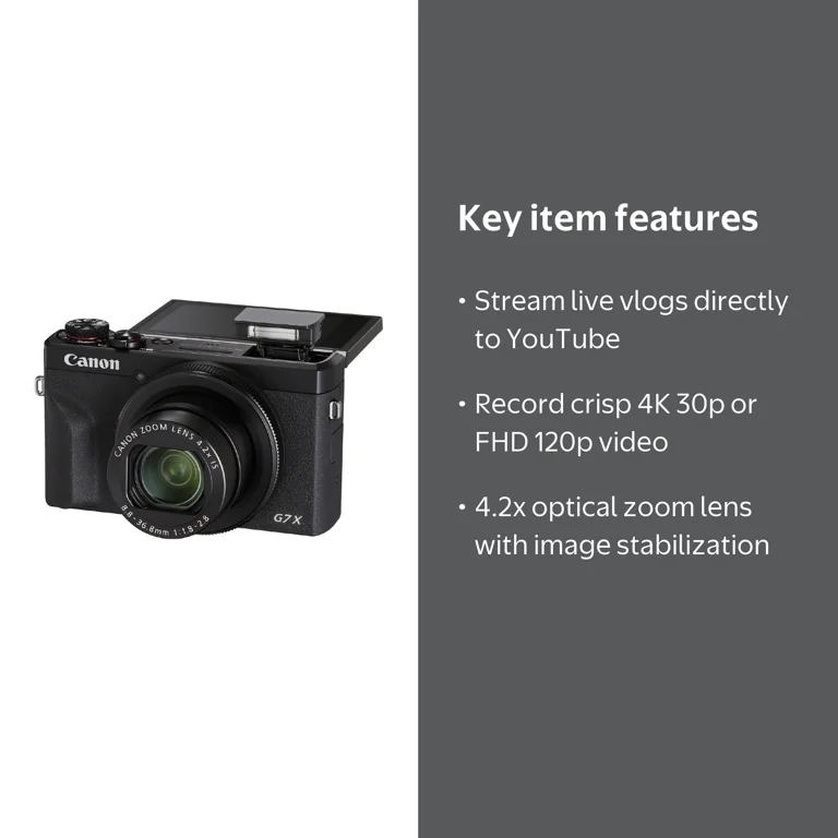 Canon PowerShot G7 X Mark III Digital Camera - Black, 20.1MP