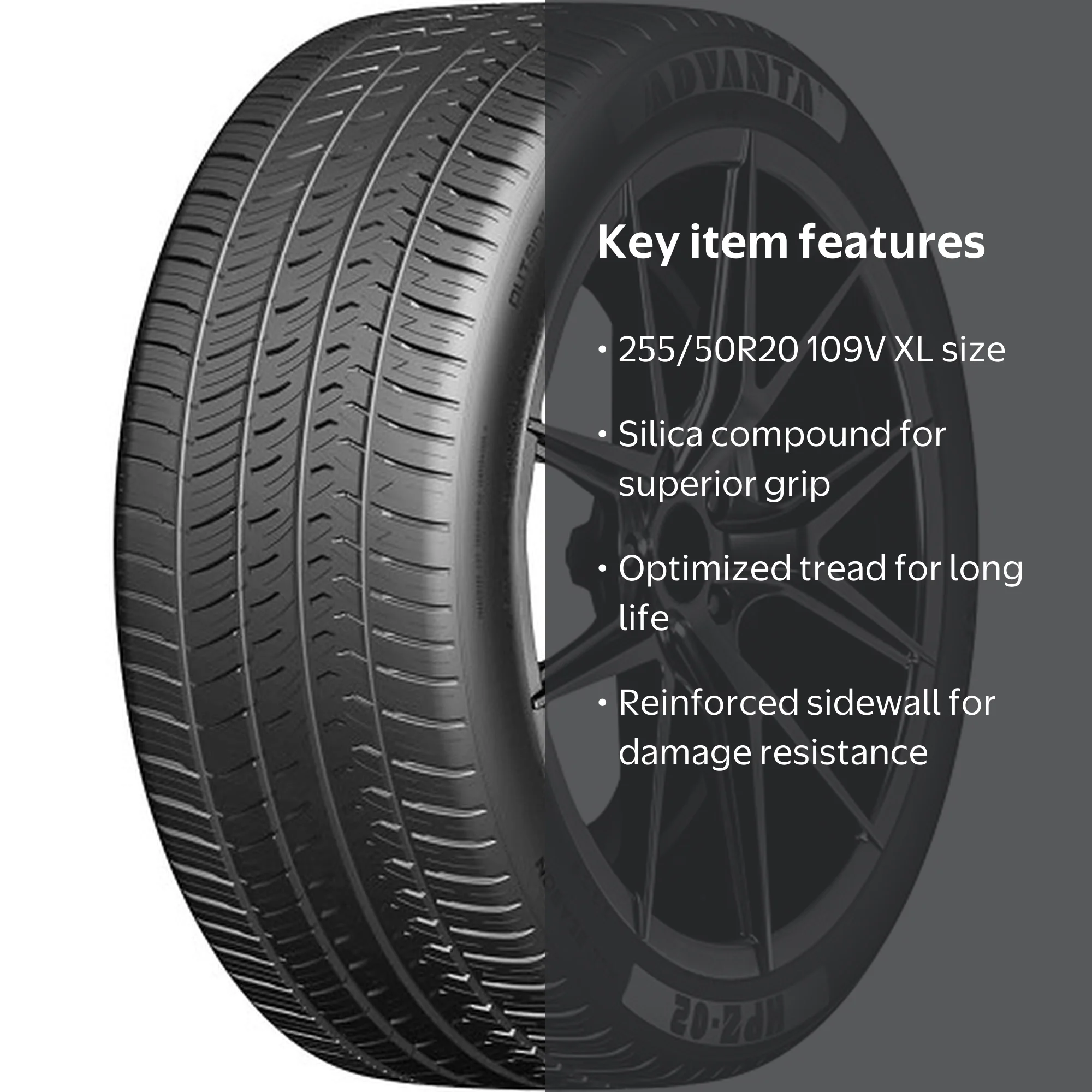 Advanta HPZ-02 Performance Tire, Size 255/50R20, 109V XL, Suitable