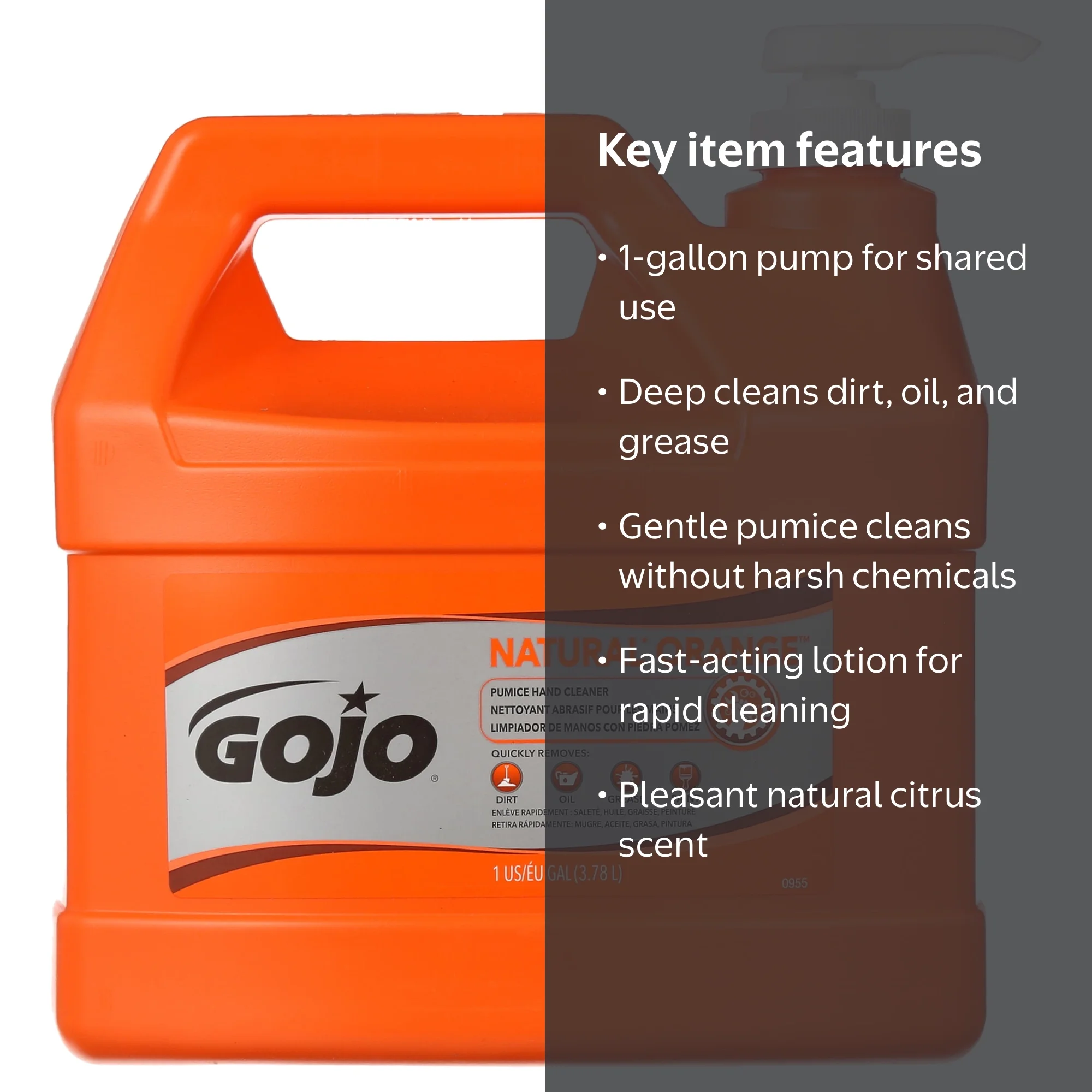 GOJO Natural Orange Pumice Hand Cleaner Citrus Scent, Lotion