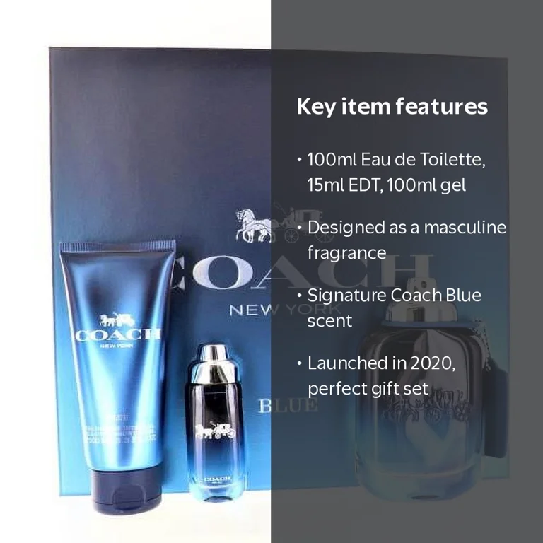 COACH 香水 FOR MEN & BLUE 2点セット Coach, Men's Fragrance Gift Set, 3pc, Blue, Eau de Toilette