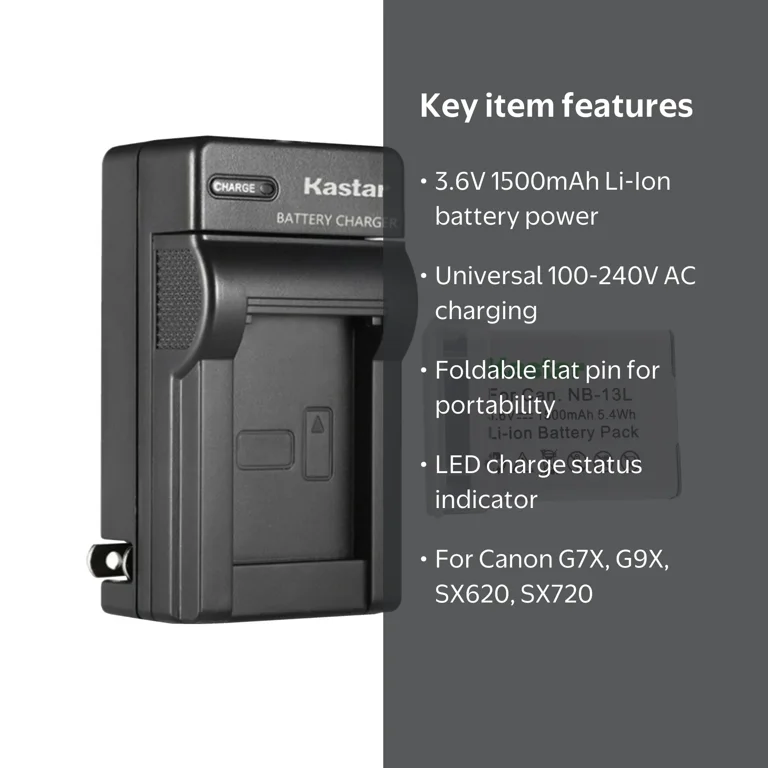 Kastar 1-Pack Battery and AC Wall Charger Replacement for Canon