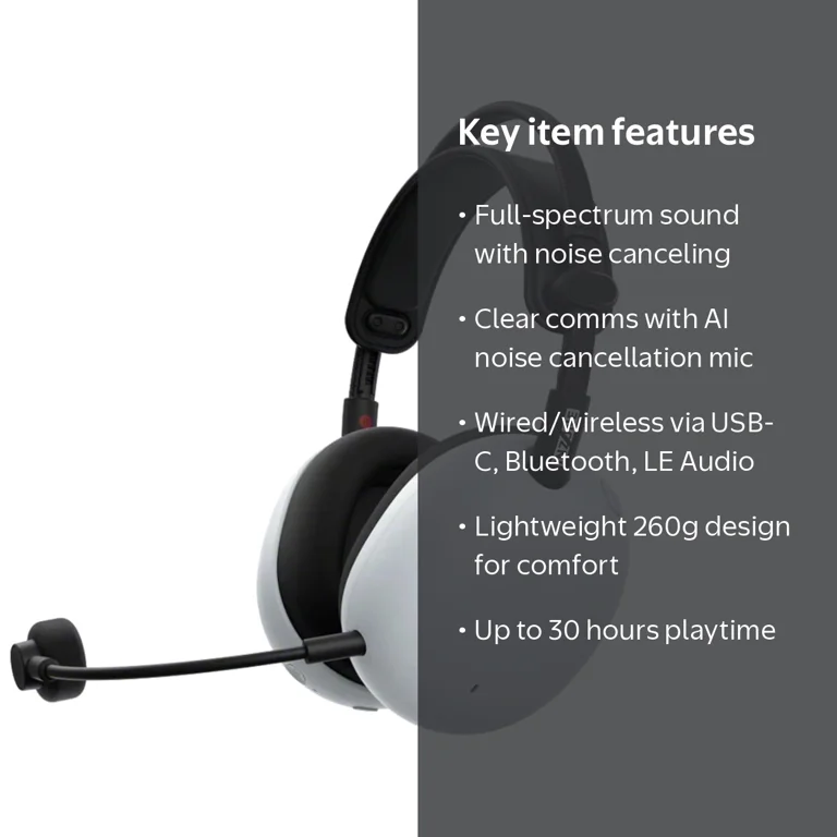 Sony, INZONE H9 II Wireless Noise Canceling Gaming Headset, White