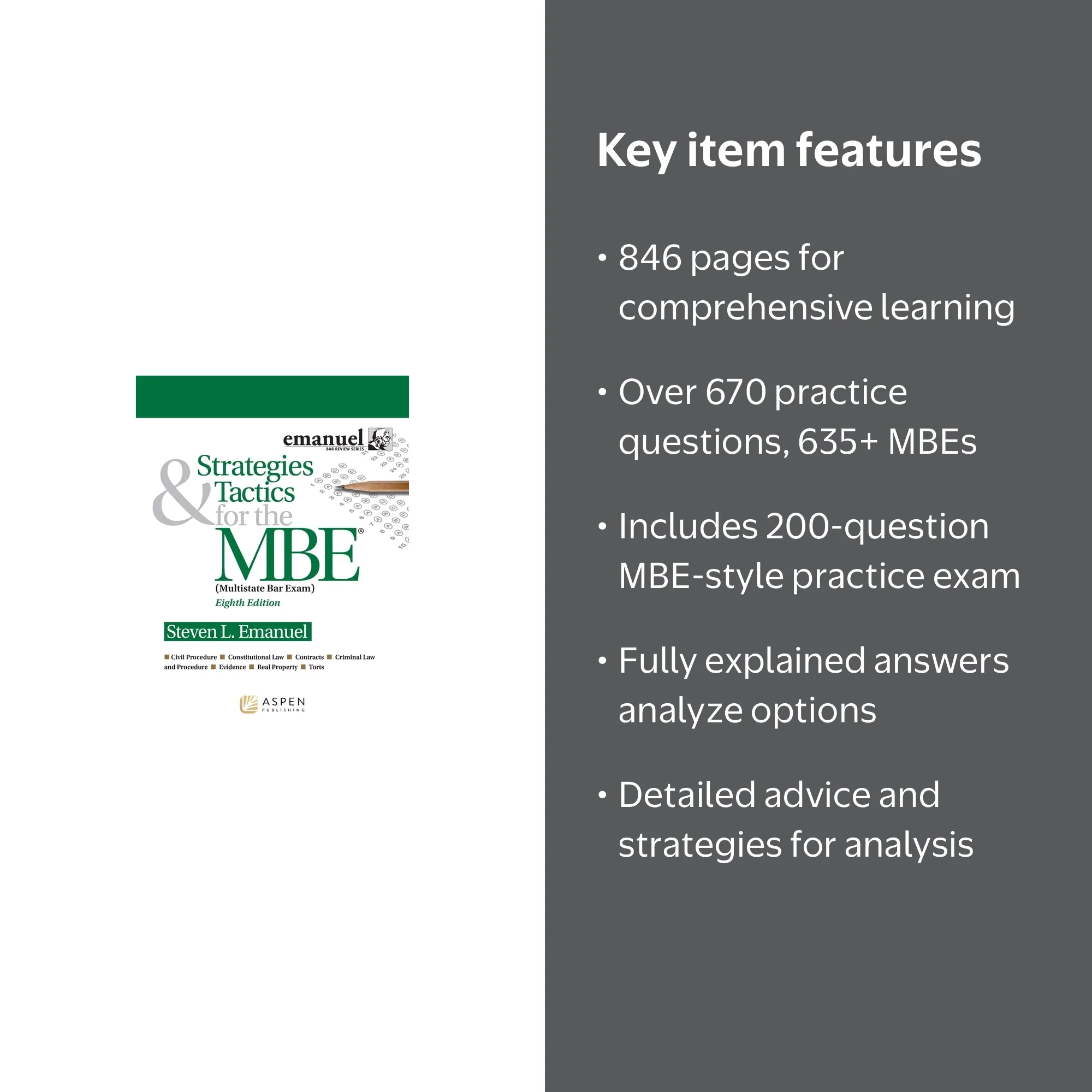 Steven L Emanuel, Bar Review Strategies & Tactics for the MBE