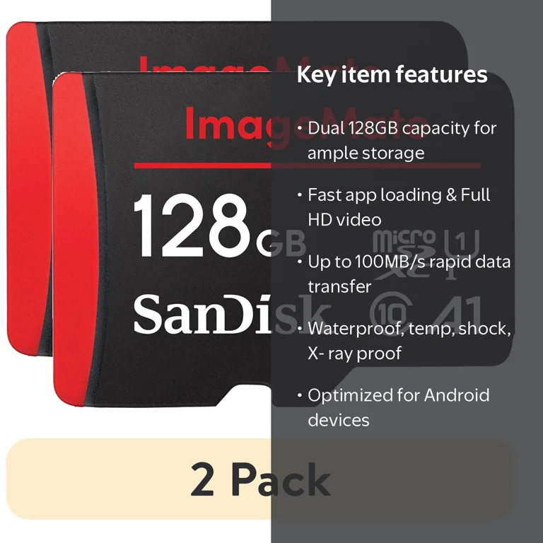 2 pack) SanDisk 128GB ImageMate microSDXC UHS-1 Memory Card with