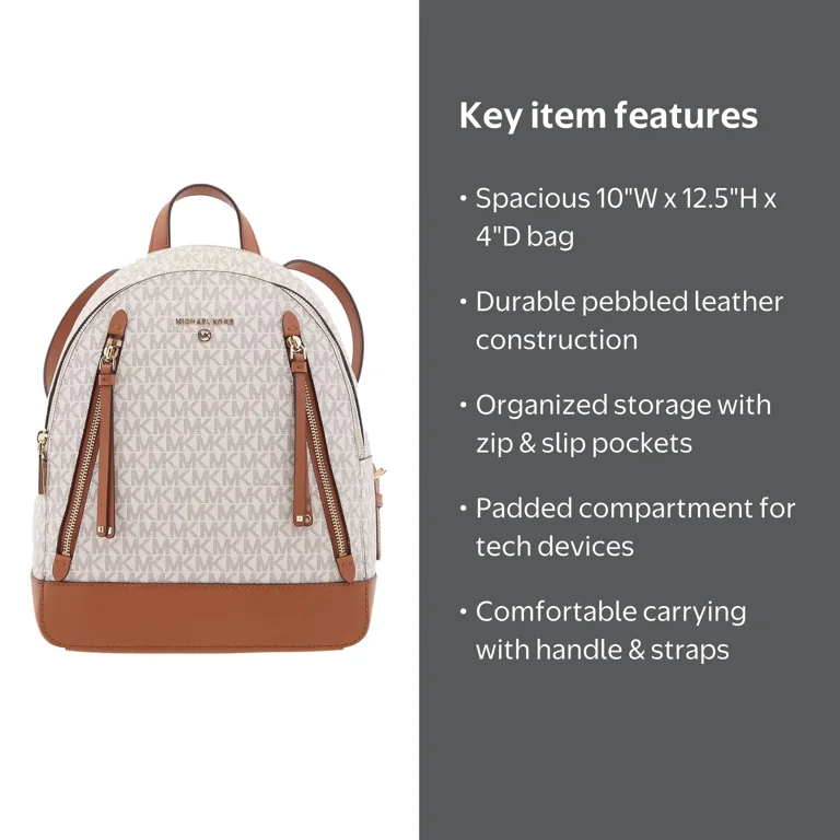 brooklyn extra-small pebbled leather backpack Black Embrace Life On The Go This chic Michael Kors Ladies Brooklyn Medium