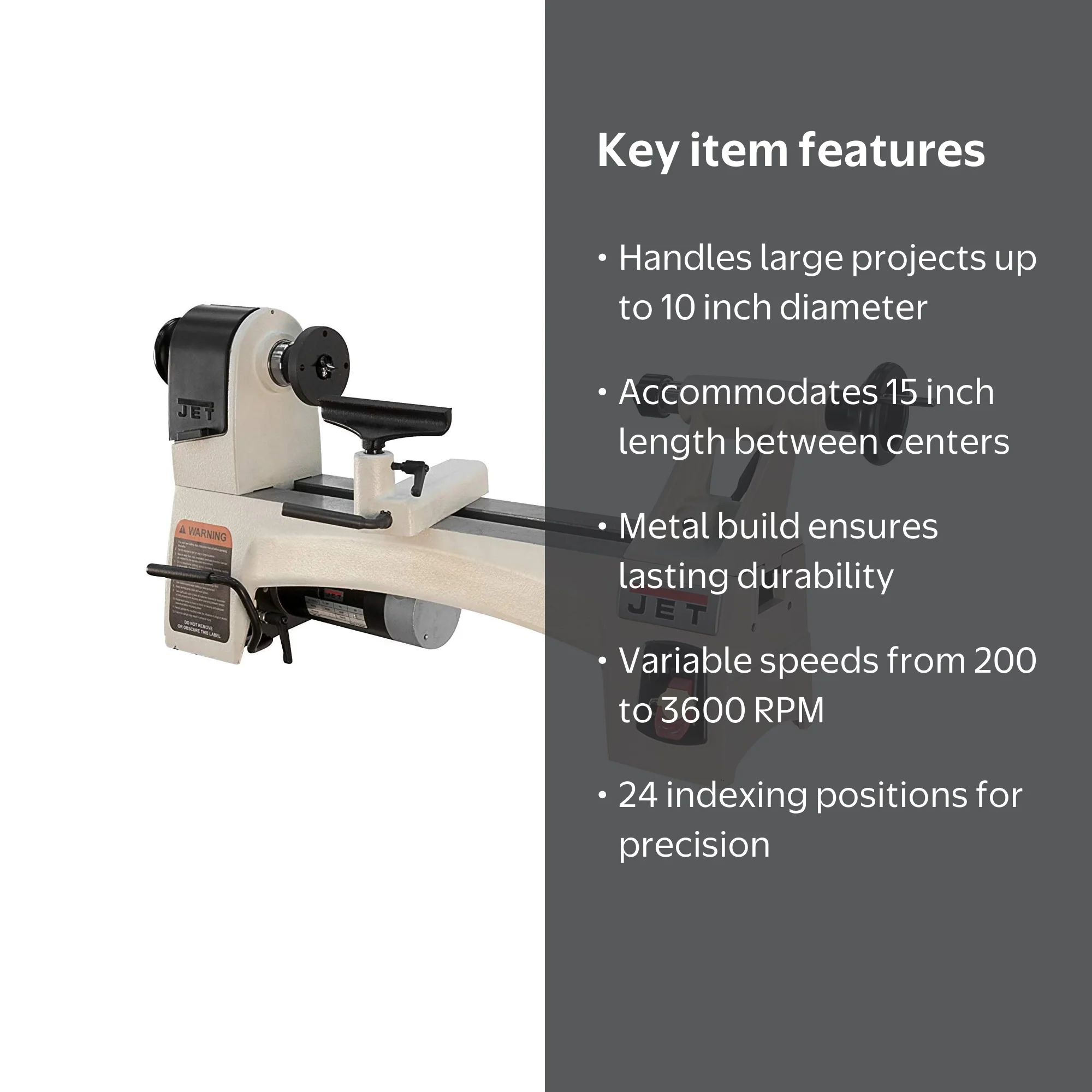 Free Shipping! Jet Wood Machine Power Tool 10x15 Inch Variable