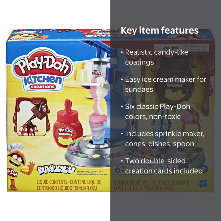 Play-Doh, Kitchen Creations Ice Cream Set, 6 Piece, Drizzy Ice