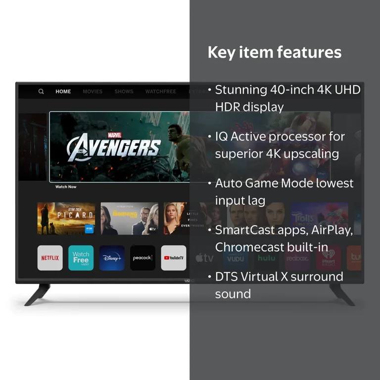 VIZIO 40” Class 4K UHD LED Smartcast Smart TV HDR V-Series V405