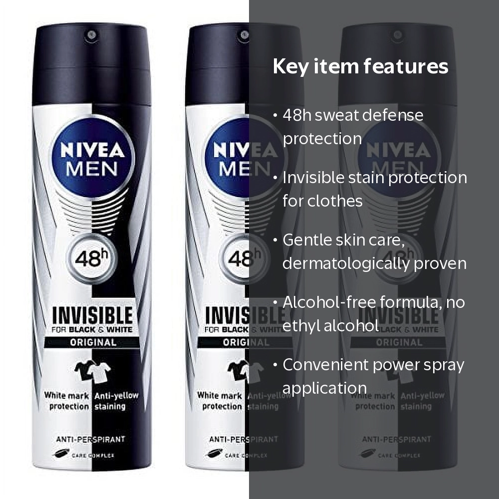 NIVEA MEN 制汗スプレー 150ml 16本セット Nivea MEN Invisible Black and White Power Spray, Anti-Perspirant