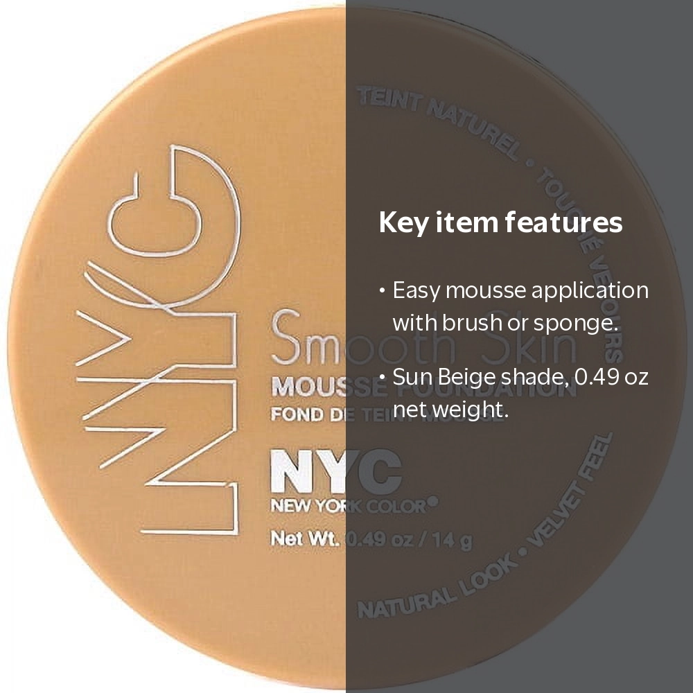 New York Color, Smooth Skin Mousse Foundation, 0.49 oz, Sun Beige