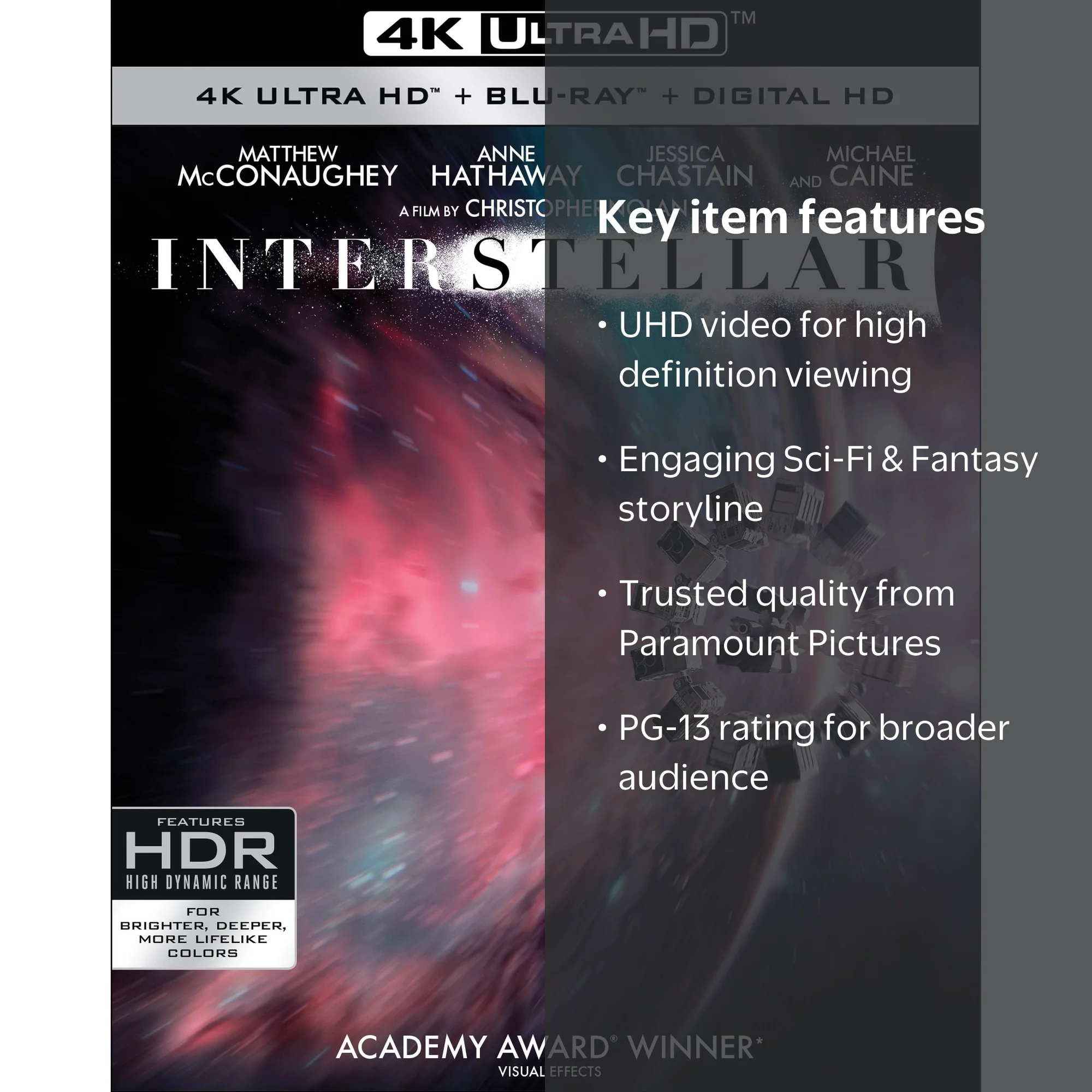 Paramount Home Video, UHD Sci-Fi Movie, Interstellar PG-13