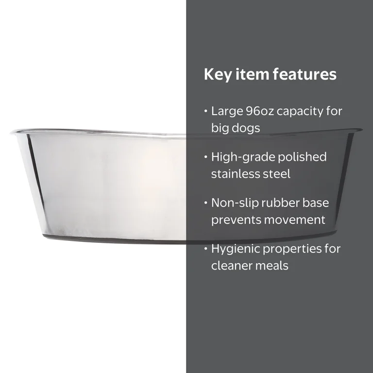 Van Ness Plastic, Dog Bowl, 96oz, Large Stainless Steel Bowl