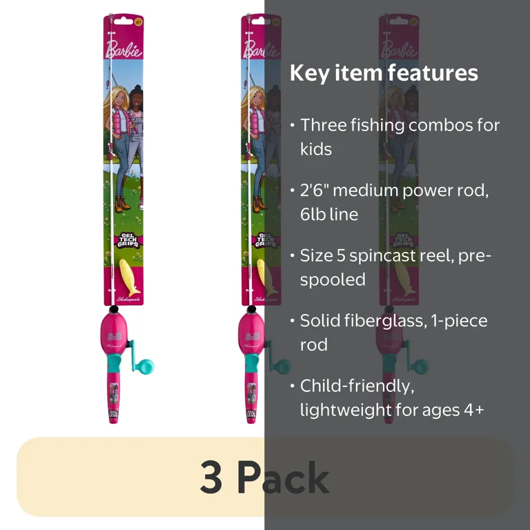 barbie fishing pole 2000s BARBIELTKIT LIGHTED KIT for one rod and reel combo Shakespeare Mattel Barbie Purse Fishing