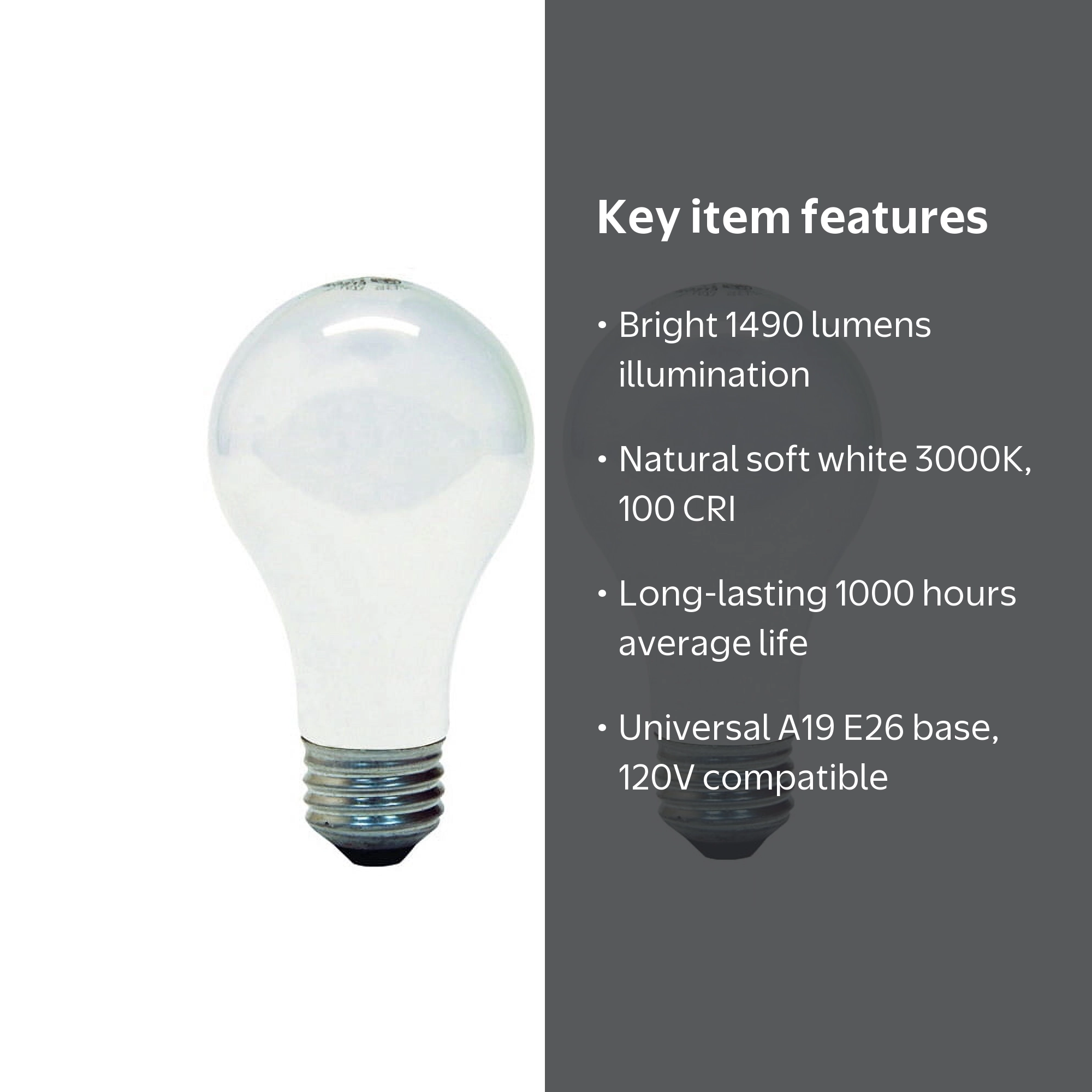 GE Dimmable 72 Watt A19 Halogen Bulbs for General Purpose, Energy