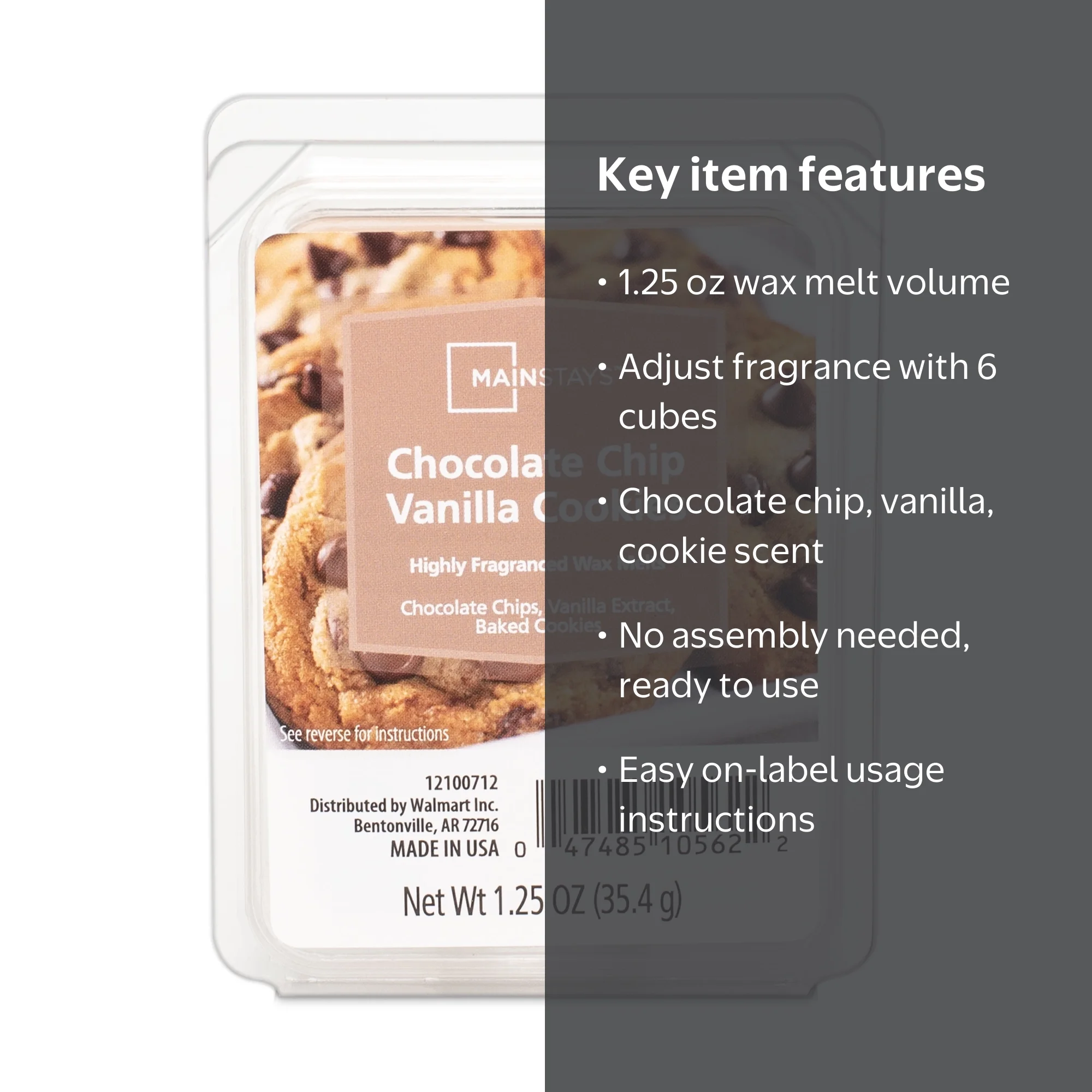 Mainstays Chocolate Chip Vanilla Cookies Scented Wax Melt, 1.25 oz