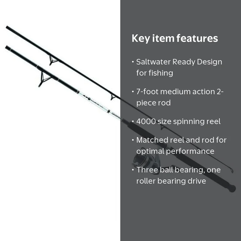 Daiwa D-Wave Spinning Combo, 4000 Reel, 7' Medium Action 2-Piece