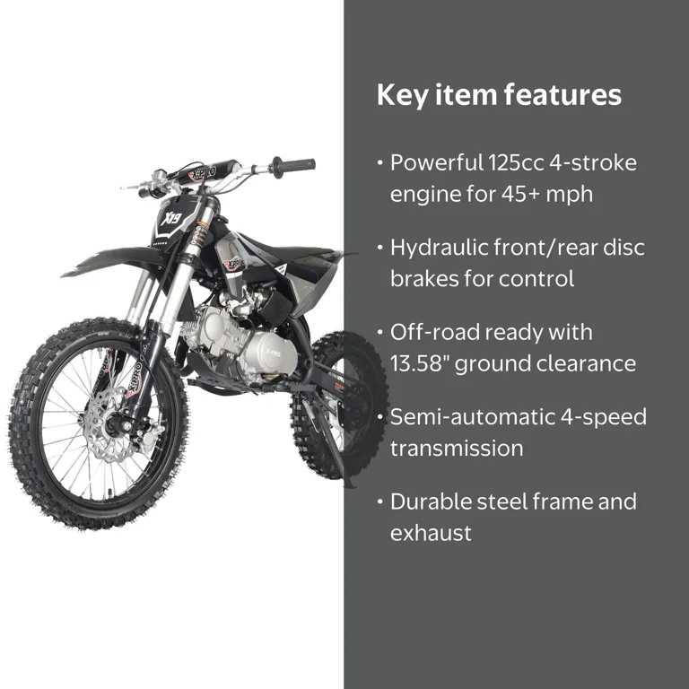 X-Pro Brand New X19 125cc Dirt Bike with 4 Speed Semi-Automatic
