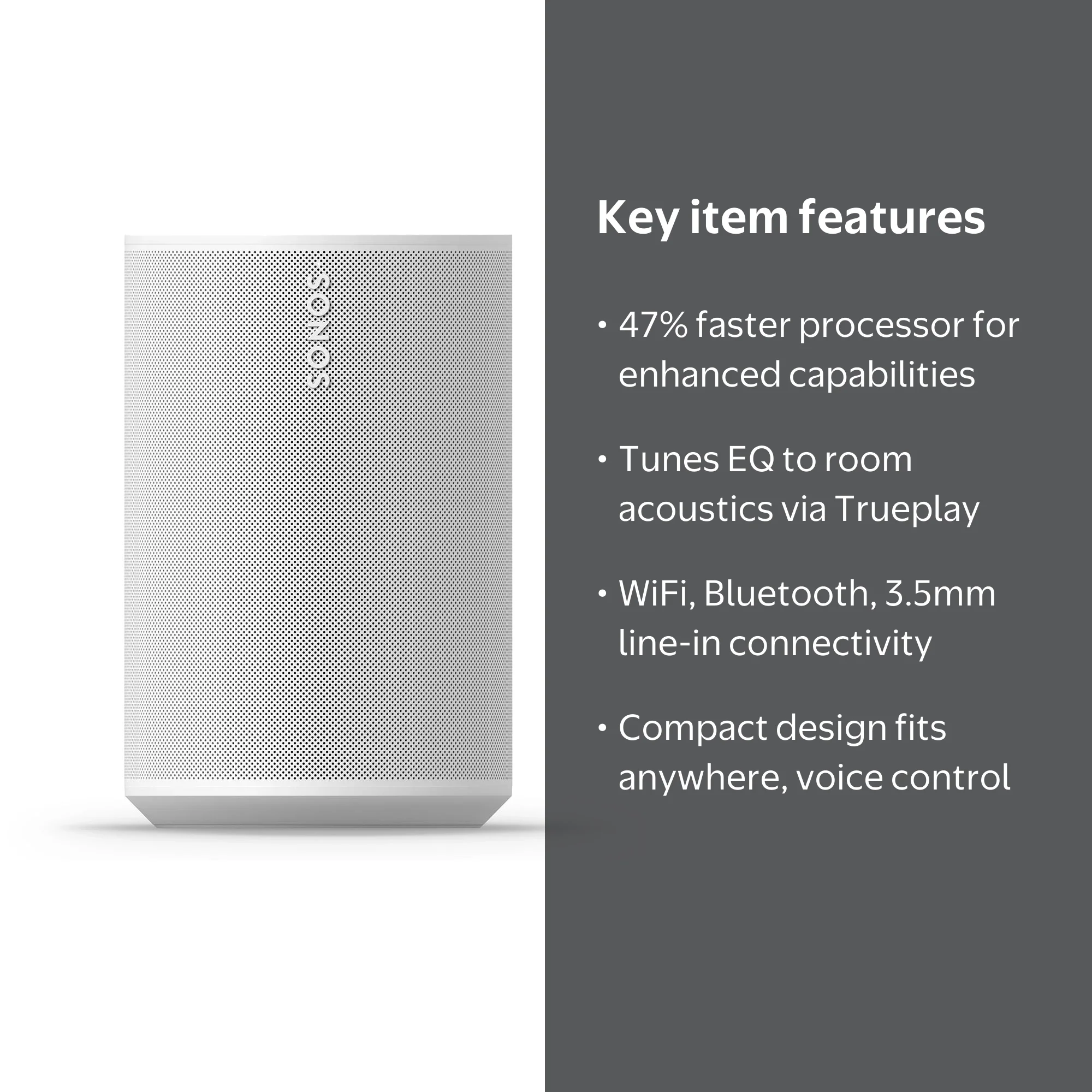 Sonos, Voice-Controlled Wireless Smart Speaker, Era 100, White