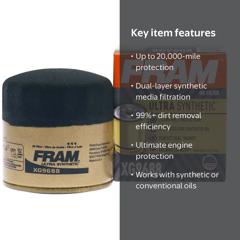 FRAM Ultra Synthetic Oil Filter XG9688 20K mile for Hyundai Kia