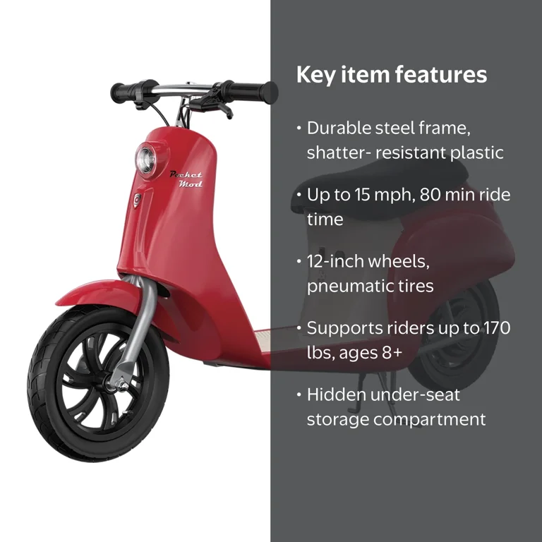 Razor, Electric Scooter, Pocket Mod Miniature Euro-Style, Red