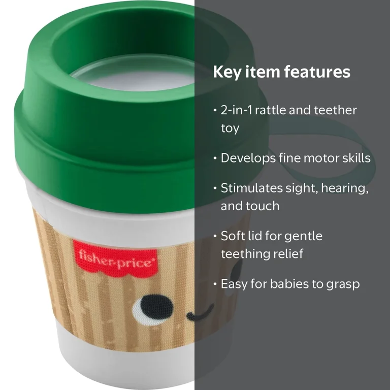 Fisher-Price Mini Me Moments Coffee Cup Teether Baby Rattle Toy