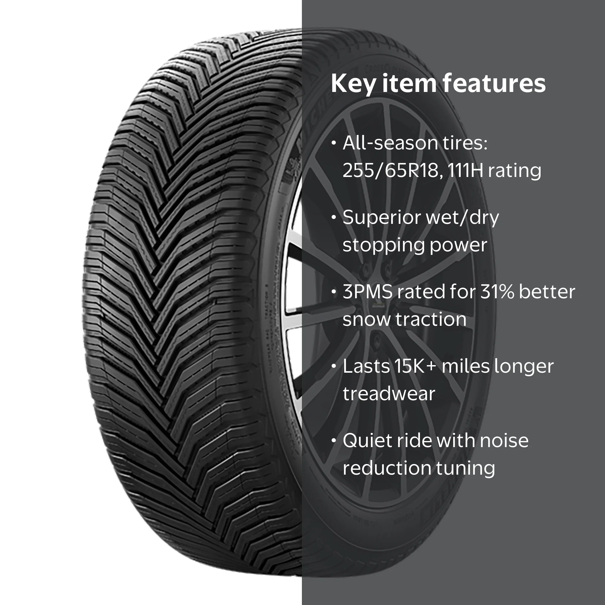 Michelin CrossClimate2 All-Season 255/65R18 111H Tire - Walmart.com