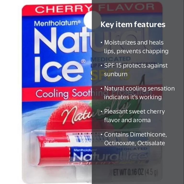 Mentholatum Natural Ice Lip Protectant SPF 15, Cherry - Walmart.com