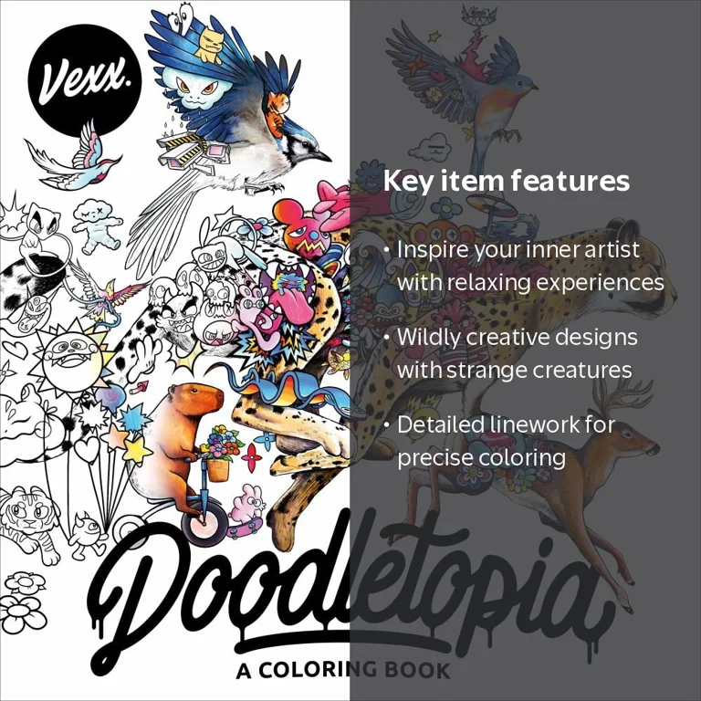 VEXX, Doodletopia Coloring Book, 96 pages, Animal Doodles
