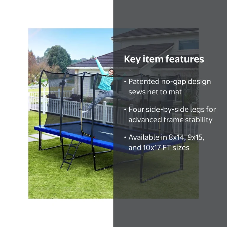 Zupapa, Rectangle Trampoline, 9x15FT 1500LBS, Outdoor Kids Adults