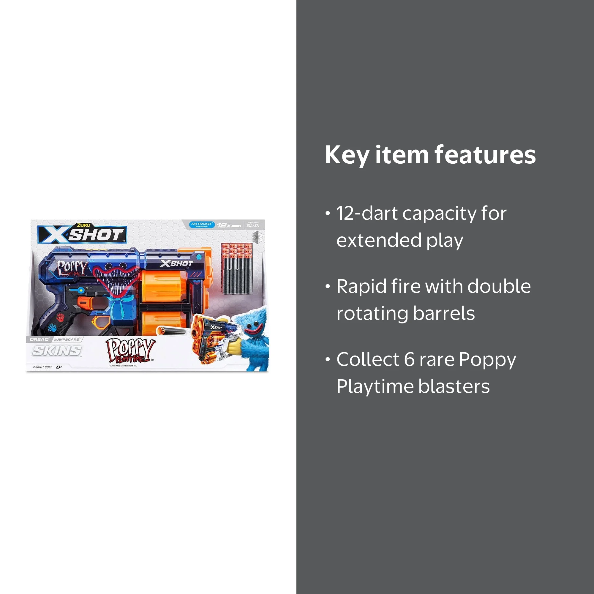 ZURU Poppy Playtime Dread Jumpscare Blaster, 12 Dart Capacity