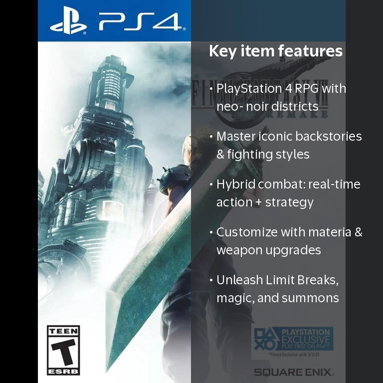 Final Fantasy VII Remastered, Square Enix, PlayStation 4 - Walmart.com