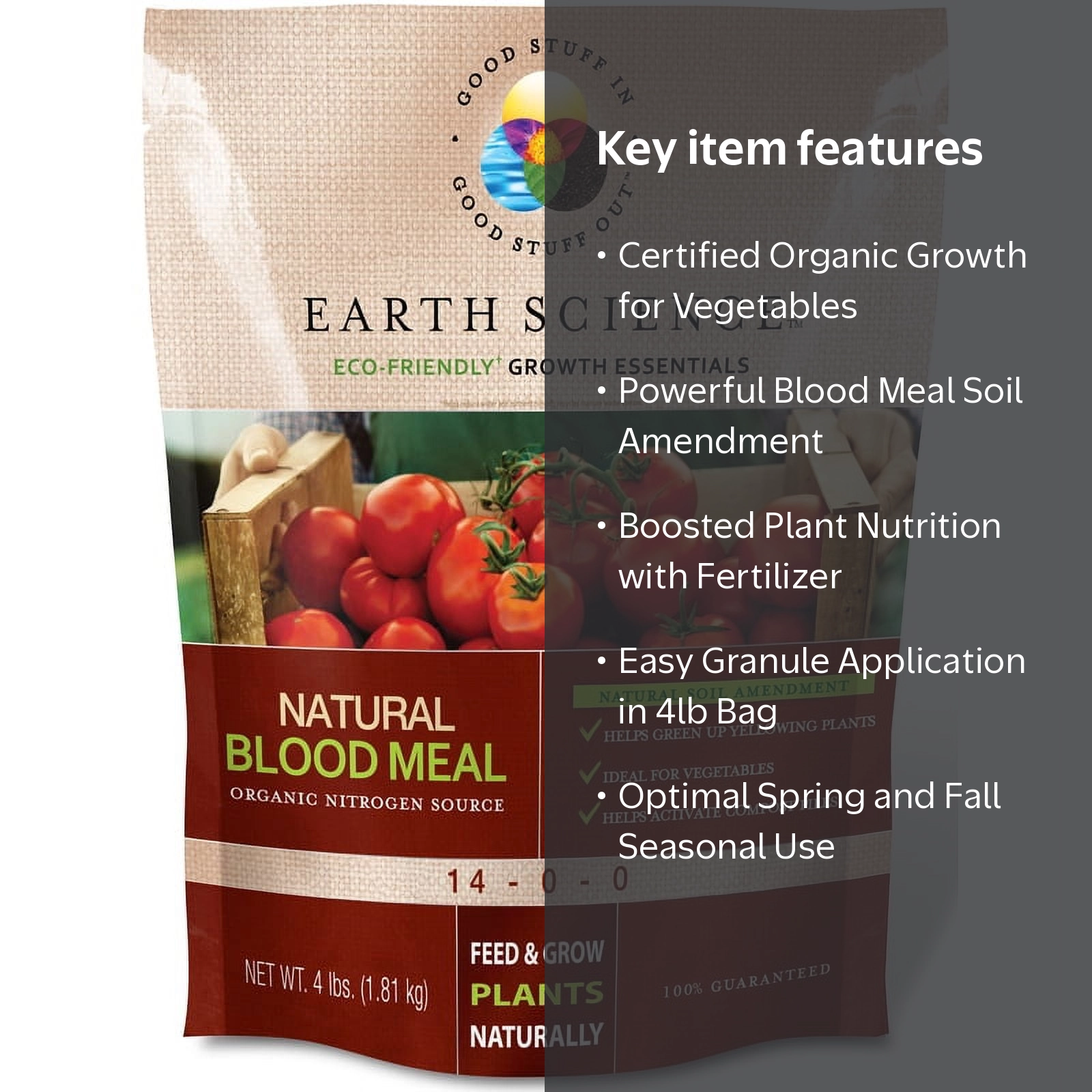 Earth Science Blood Meal 4LB, Soil Amendment, Suitable for
