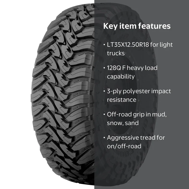 Toyo Open Country M/T LT35/12.5R18 128Q F (12 Ply) BW - Durable