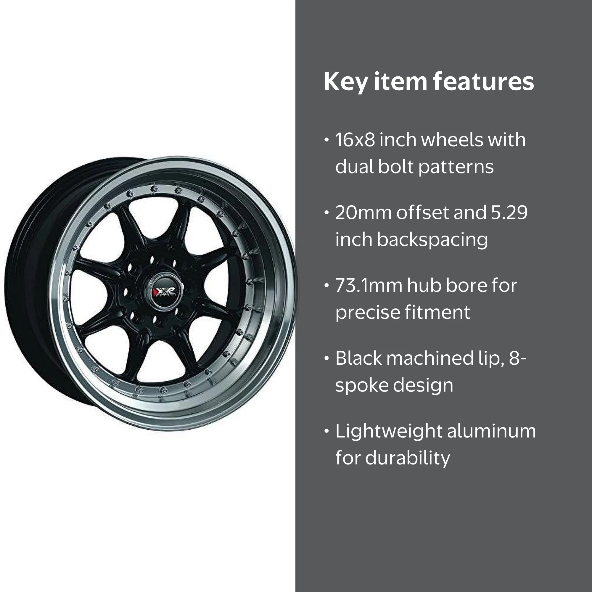 XXR 2 16 Black Wheel / Rim 4x100 & 4x4.5 with a 20mm Offset and a