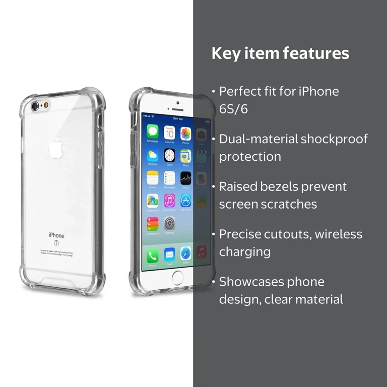 Xpression iPhone 6, iPhone 6S Case, Clear Shockproof Bumper