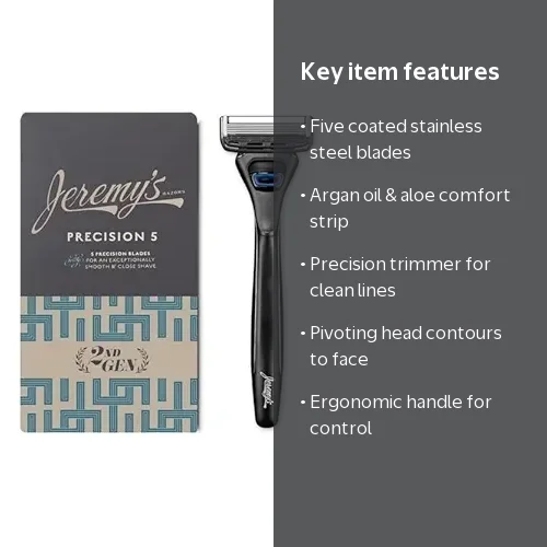 Jeremy's Razors 5-Blade Manual Razor, Precision Trimmer